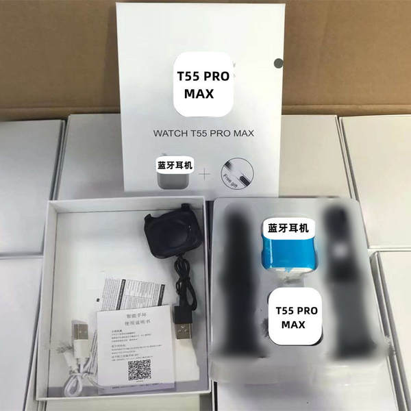 T55PRO MAX relógio inteligente para homens fones de ouvido multifuncionais dois em um fone de ouvido transfronteiriço de longa duração fabricante de vendas diretas