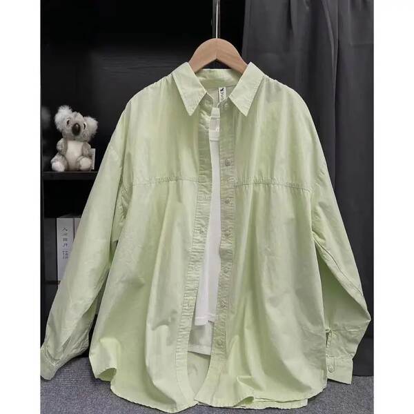 100% de algodão puro e escuro azul extremamente leve camisa com mangas compridas vestido de primavera de 2025 nova camisa de casaco de centenas