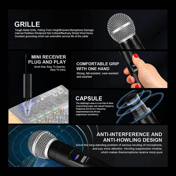 Carregador de microfone sem fio para duas casas de cartão de som KTV palco de transmissão ao vivo K-Song V-Song profissional portátil