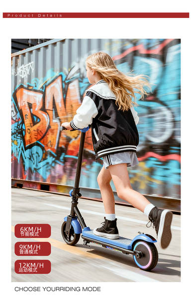 Scooter elétrico de 6,5 polegadas com música flash para crianças