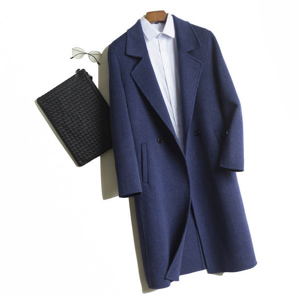 Casaco de lã masculino longo