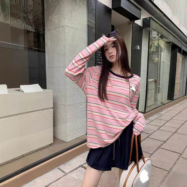 Camisa de manga longa com estampa de listras