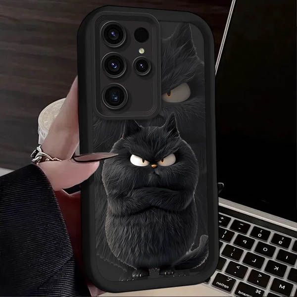 Samsung A15/A55 Super Cool Black White Cat S24 Ultra/S23FE Capa de celular S22 A24/A23