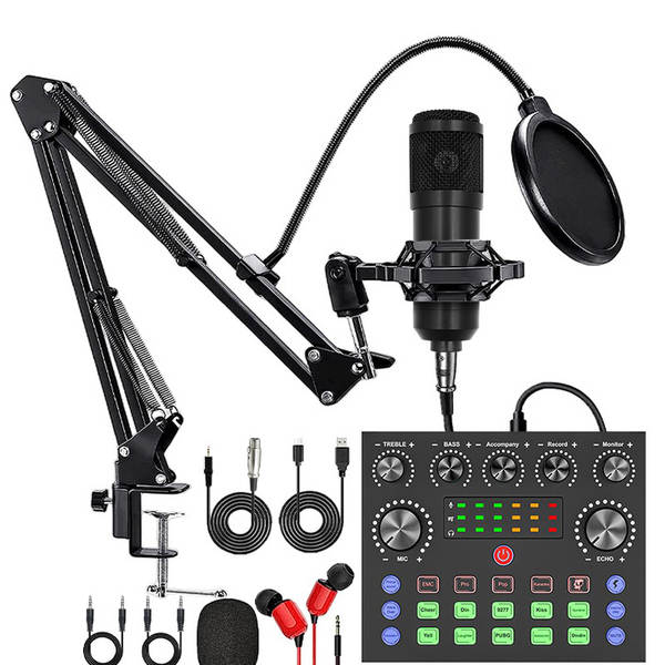 V8S cartão de som do celular Inglês kit de equipamentos de podcast bm800 microfone cantando celular F998 kit de transmissão ao vivo