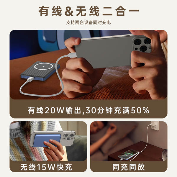 Magsafe transfronteiriço carregador sem fio magnético 5000mAh telemóvel mini suporte de potência móvel LOGO personalizado
