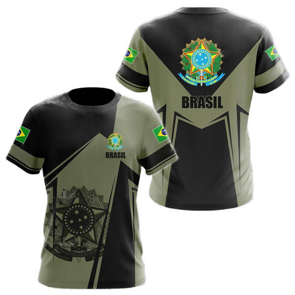 T-Shirt masculino brasileiro 3D T-Shirt O T-Shirt esportivo da equipe de futebol de rua masculino DIY base ajustável para a ordem de massa