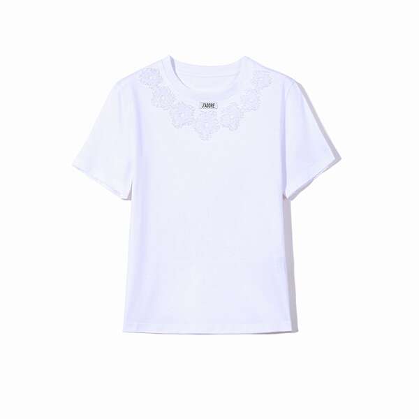 25 anos de outono miu luvas longas desenho da multidão de trabalho pesado de mão borboleta rolamento luvas curtas T-shirt modelo doce