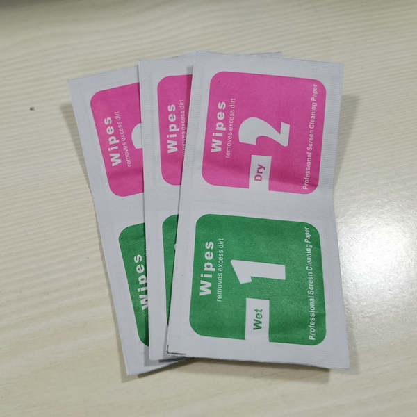 1 + 2 sacos de álcool molhado seco de filme de aço do celular sacos de álcool de tela de aço do celular sacos de ferramentas de tela de limpeza do kit de atacado