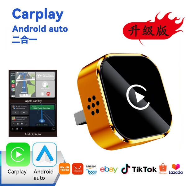 Adaptador de carro carplay sem fio com suporte para Apple Android Phone 2 em 1 caixa sem fio