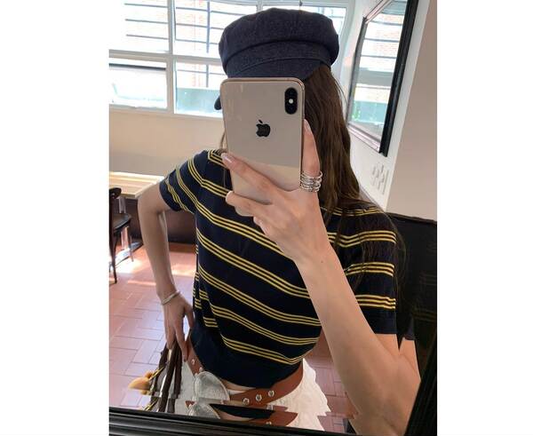 Miu 3a geração de roupas femininas de verão de 2025 novo T-shirt de polonês super bonito
