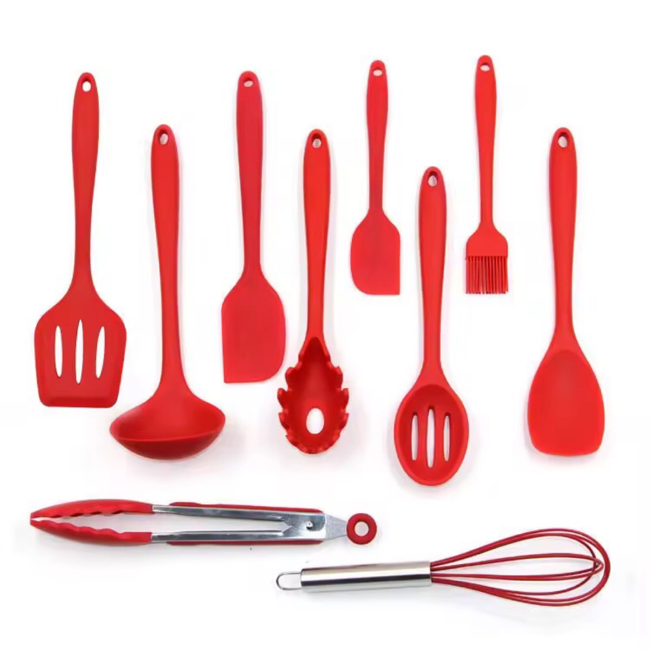 Amazon Silicone Utensílios de Cozinha 10 peças Set de Silicone Não Adesivo Caldeirão Resistente à Alta Calor Caldeirão Utensílios de Cozinha