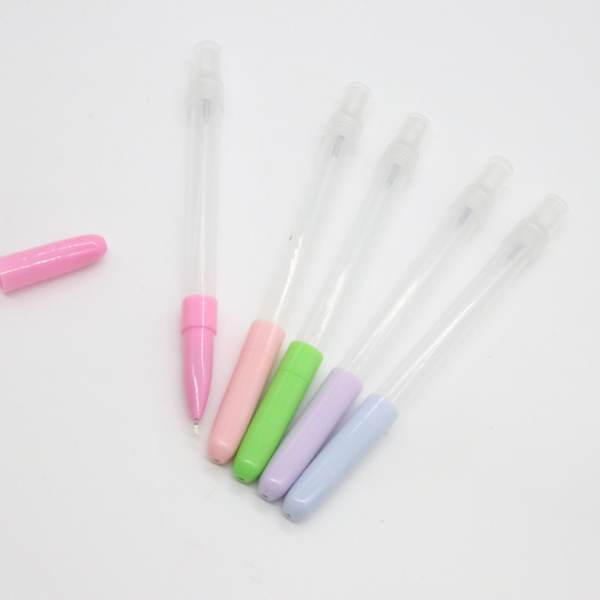 Plástico 5ml Perfume Spray Pen Plastic Divisão de garrafas de álcool Desinfecção de penas em garrafas vazias 2 em uma caneta