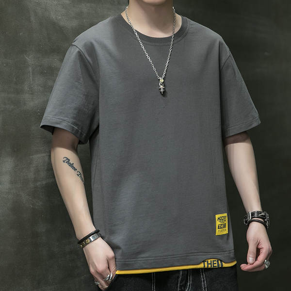 Camiseta masculina de algodão curta