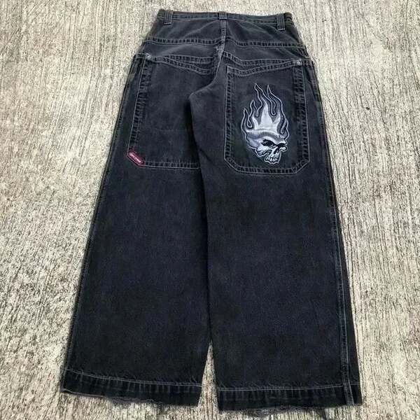 JNCO Y2K Loose jeans masculino padrão hip-hop rua masculino calças largas