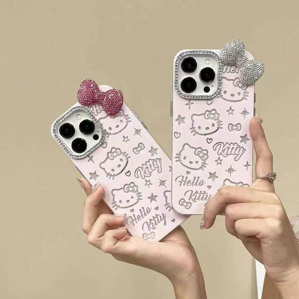 Pó de tela cheia estrela KT gato borboleta para iPhone 17 maçã 16 para 15/14pro max telemóvel 11