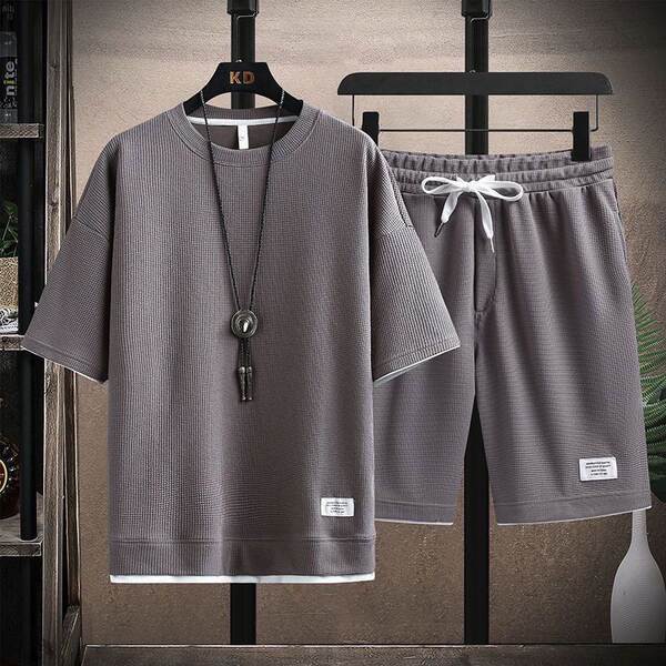 T-shirt masculino de calça curta com calças masculinas de moda masculina de verão
