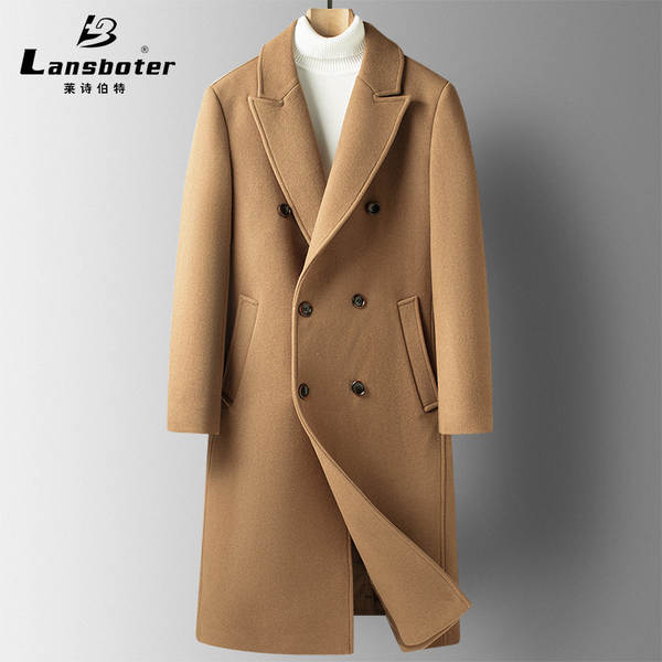 Casaco de lã masculino longo