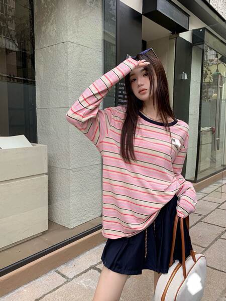 Camisa de manga longa com estampa de listras