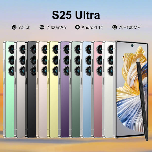 S25 Ultra Transfronteiriço Mobile Global Versão Real 4G Rede Perforada ecrã de 7,3 polegadas Introduzido 3+16g