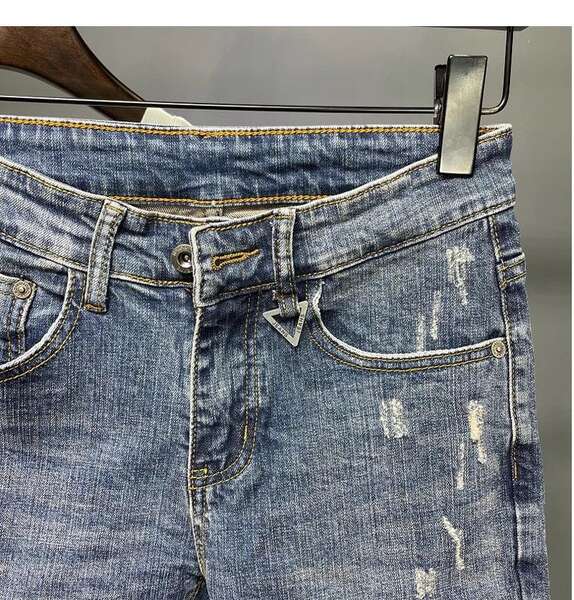 Nove pênis jeans meninas roxo calças coreanas tendências recém-nascidos personalidade elástica rasgar mendigo calças explodir