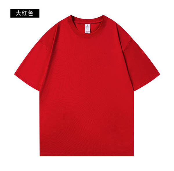 Vestido masculino de verão de 300 gramas de peso de algodão puro T-shirt masculino e feminino T-shirt de mangas curtas fabricante de roupas auto-venda