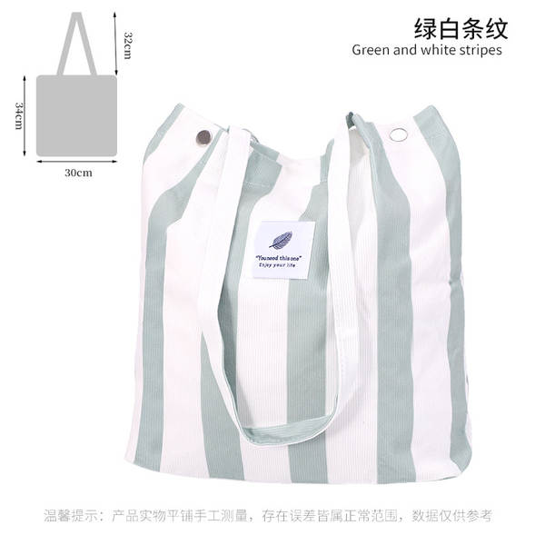 ins风简约灯芯绒帆布包双肩带帆布袋旅行外出收纳包女包单肩包