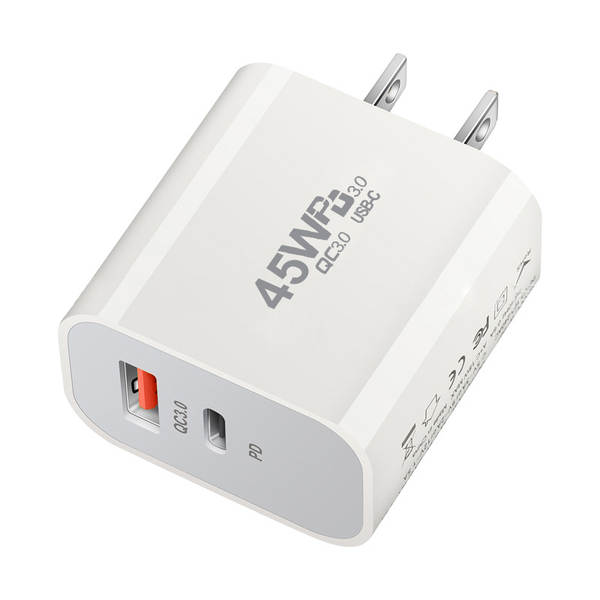 Carregador de PD padrão 45W Adaptador de PD duplo 45W para carregador de nitrogênio IP16X para celulares