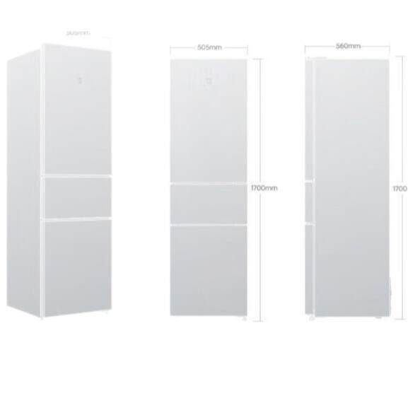 Pequeno frigorífico de 215 litros para casa de três portas de pequeno porte para casa de três temperaturas de economia de energia para operação silenciosa de refrigeração