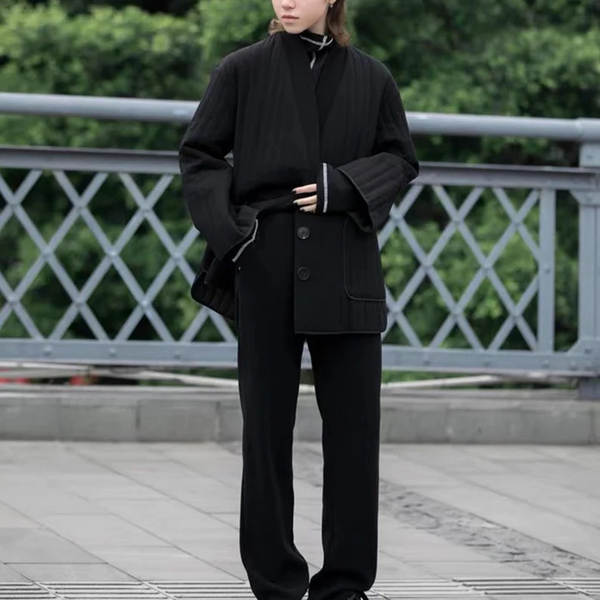Jaqueta de Inverno Feminina de Algodão Preto