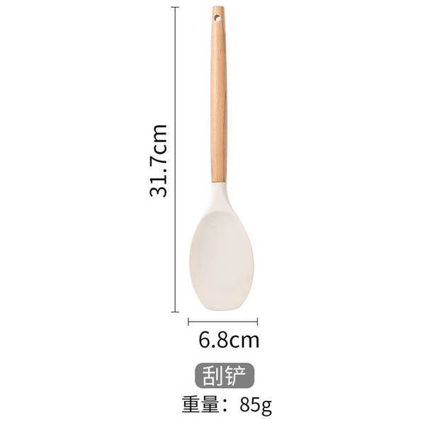 Set de utensílios de cozinha de silício branco de madeira 12 peças do kit de utensílios de cozinha da Amazon