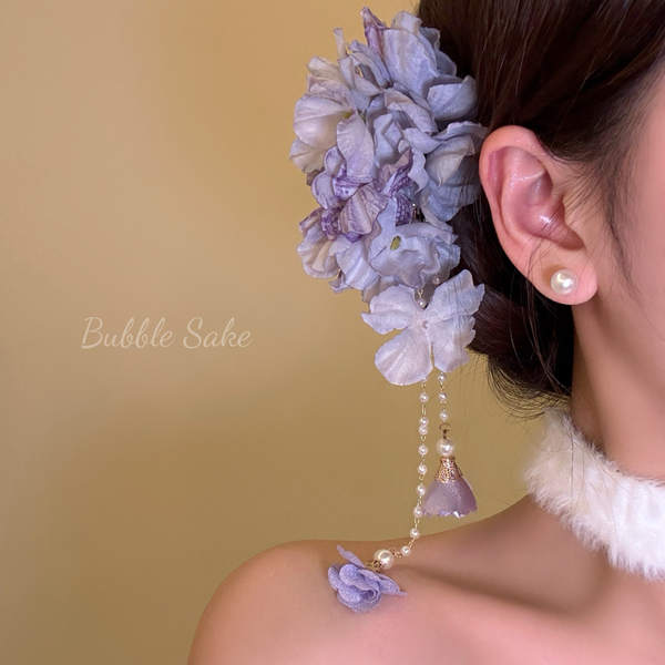 Penteado com Flor e Contas Rosa