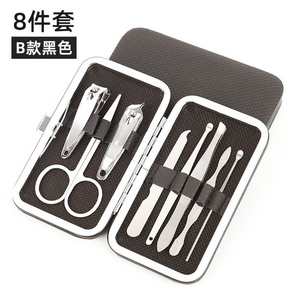 Caixa de couro 7 peças de kit de ferramentas de beleza do fabricante de pacotes de presentes de impressão LOGO faca de unhas de corte de unhas