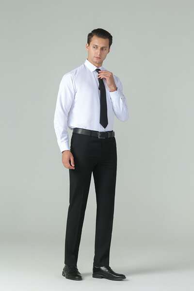 Exportação de camisa branca profissional masculina de alta sensibilidade de negócios camisa de luvas compridas masculina puramente artesanal atacado um penteado