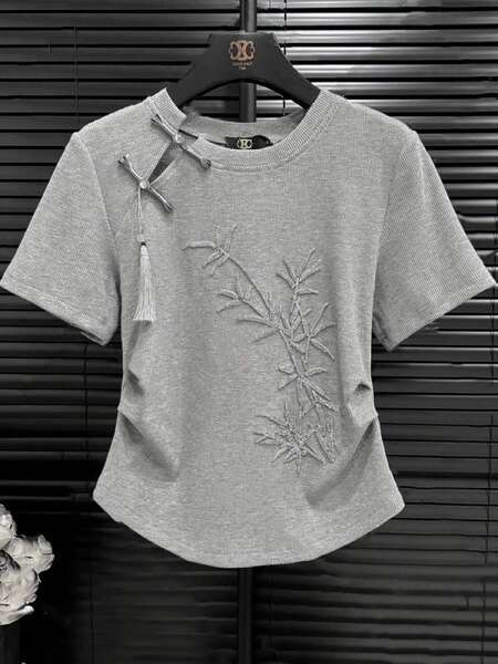 Camisa feminina de algodão com estampado