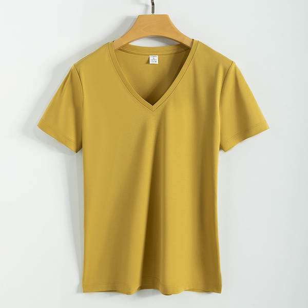 Camiseta feminina de algodão curta