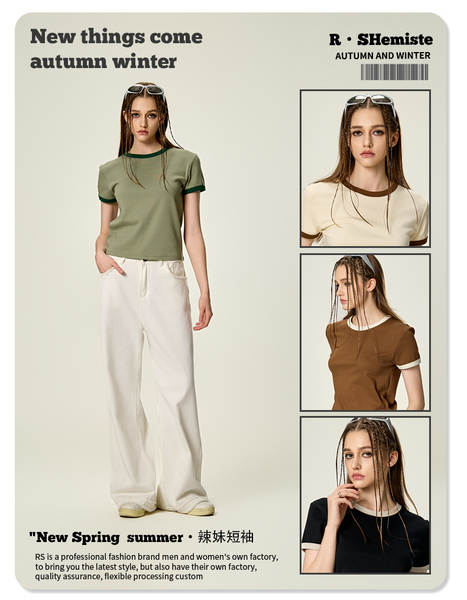 T-Shirt RS para Mulheres Miu T-Shirt para Mulheres 230G T-Shirt para Mulheres