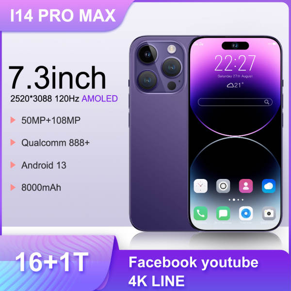 Transfronteiriço i14 ProMax smartphone de 7,3 polegadas de unidade de comércio exterior (16 + 1 TB) fabricante de origem