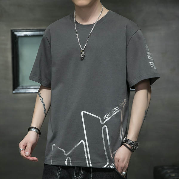 Camiseta masculina de algodão curta