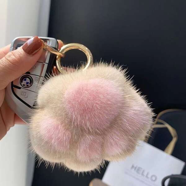 Pendente de gato de pelúcia para bolsa