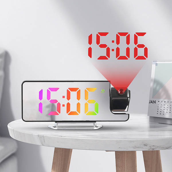 Relógio LED de projeção de grande ecrã com relógio de impressão de temperatura com relógio eletrônico 673