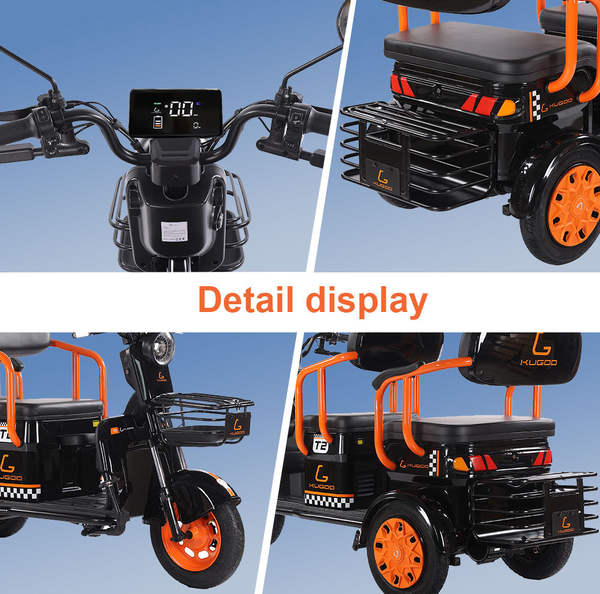 KUGOO T2 triciclo elétrico 500W 60V 60KM faixa de rodagem motorizada triciclo 3 rodas