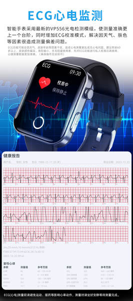 Relógio inteligente transfronteiriço F300 SOS alerta ECG cardíaco cardíaco taxa de oxigênio no sangue avaliação da gordura do açúcar no sangue cuidados familiares