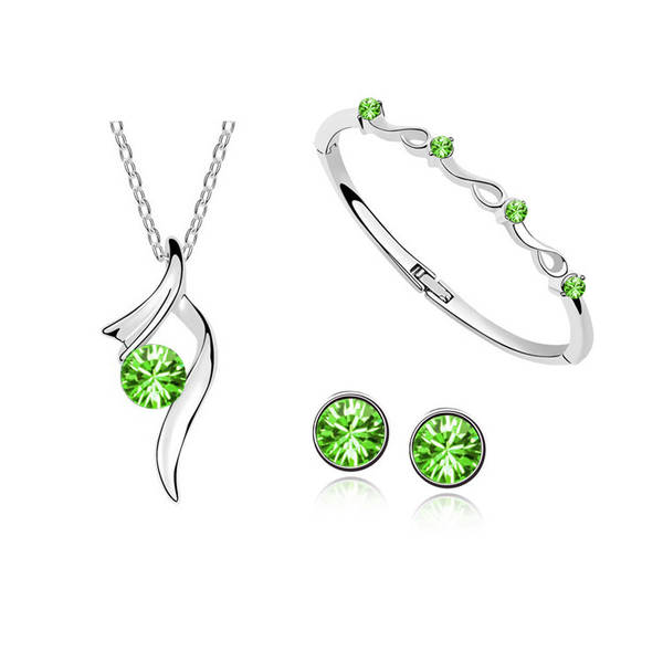 Jóias da Coréia da moda de centenas simples austríacos colares de cristal de colar de pulseira de joalharia três conjuntos 1368