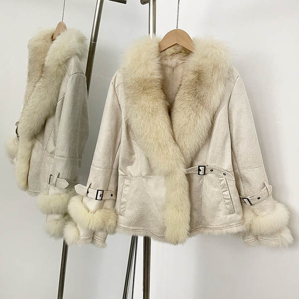 Novo modelo de mulher curta cor de moda luxo raposa pelúcia coelho pelúcia pelúcia pelúcia roupa de mulher casaco