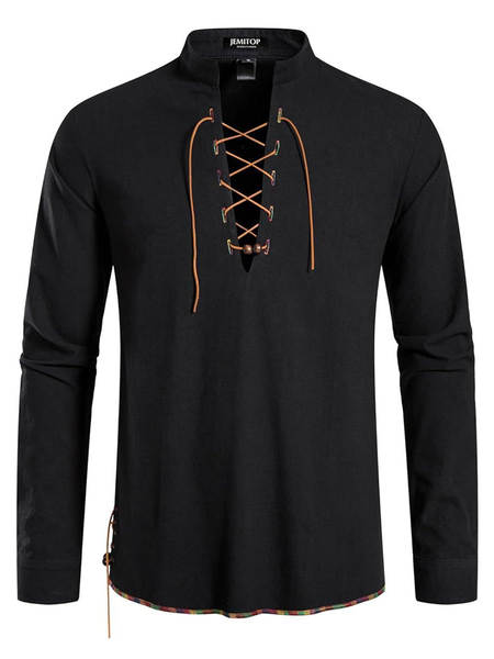 Camiseta transfronteiriça masculina de alta qualidade Henry Camiseta hippie para homens de estilo europeu-americano com mangas longas de praia