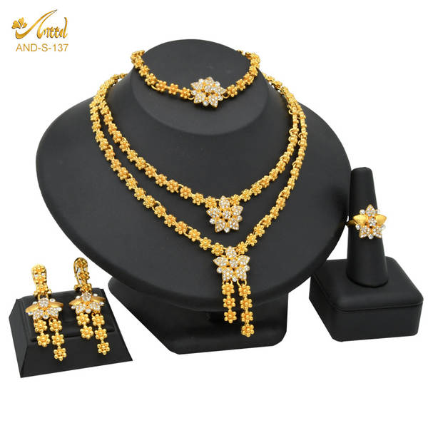 Jóias de Dubai 24k de ouro da noiva coleção de jóias colar colares orelhas do Oriente Médio Dubai ouro de casamento jóias quatro conjuntos