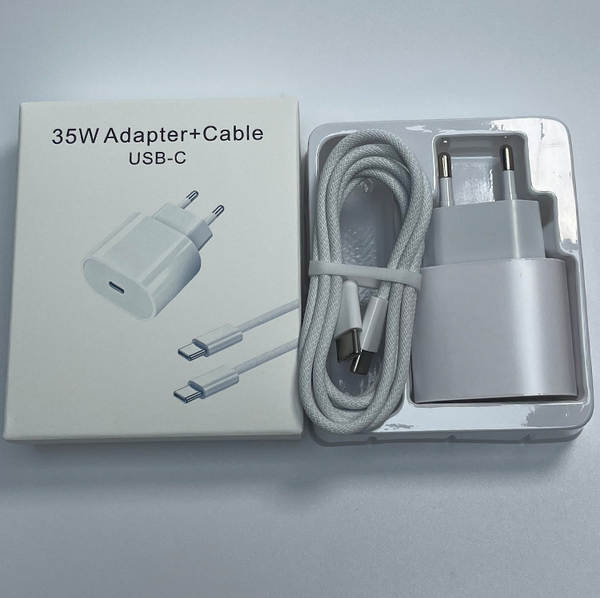 Cabeça de carregamento de celular padrão europeu pd20w para Apple 15 carregador iPad kit linha de dados pd 35w