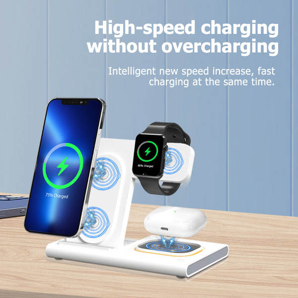 Carregador sem fio transfronteiriço de três em um Carregador sem fio duplo para carregamento rápido para Apple/Samsung