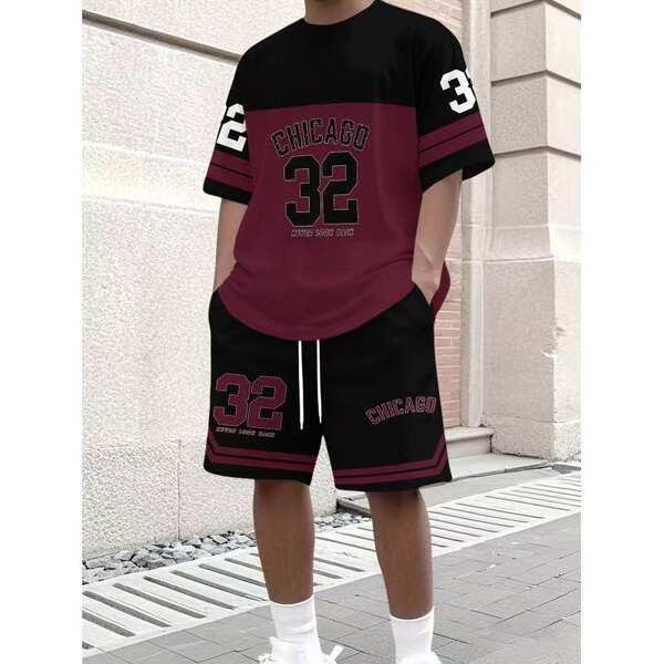 Vestido de verão masculino com mangas curtas e calças curtas para o namorado.