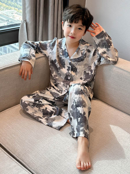 Roupa de cama para meninos Primavera-Verão 2026 Nova roupa de ar condicionado para meninos com mangas compridas em casa